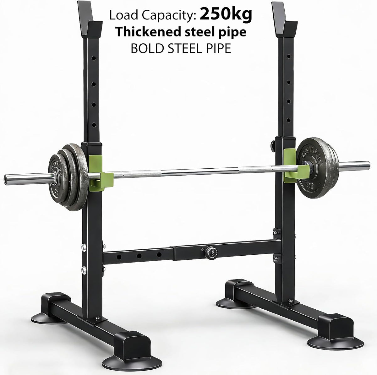 Adjustable Squat Rack with 250kg Capacity & Safety Supports
