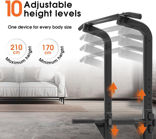 Freestanding Power Tower Dip Station with 150kg Capacity & Pull-Up Bar