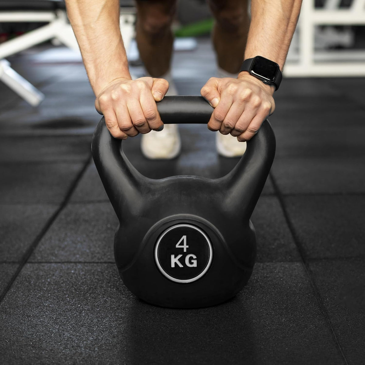 Heavy-Duty Vinyl Kettlebell with Wide Grip & Flat Base